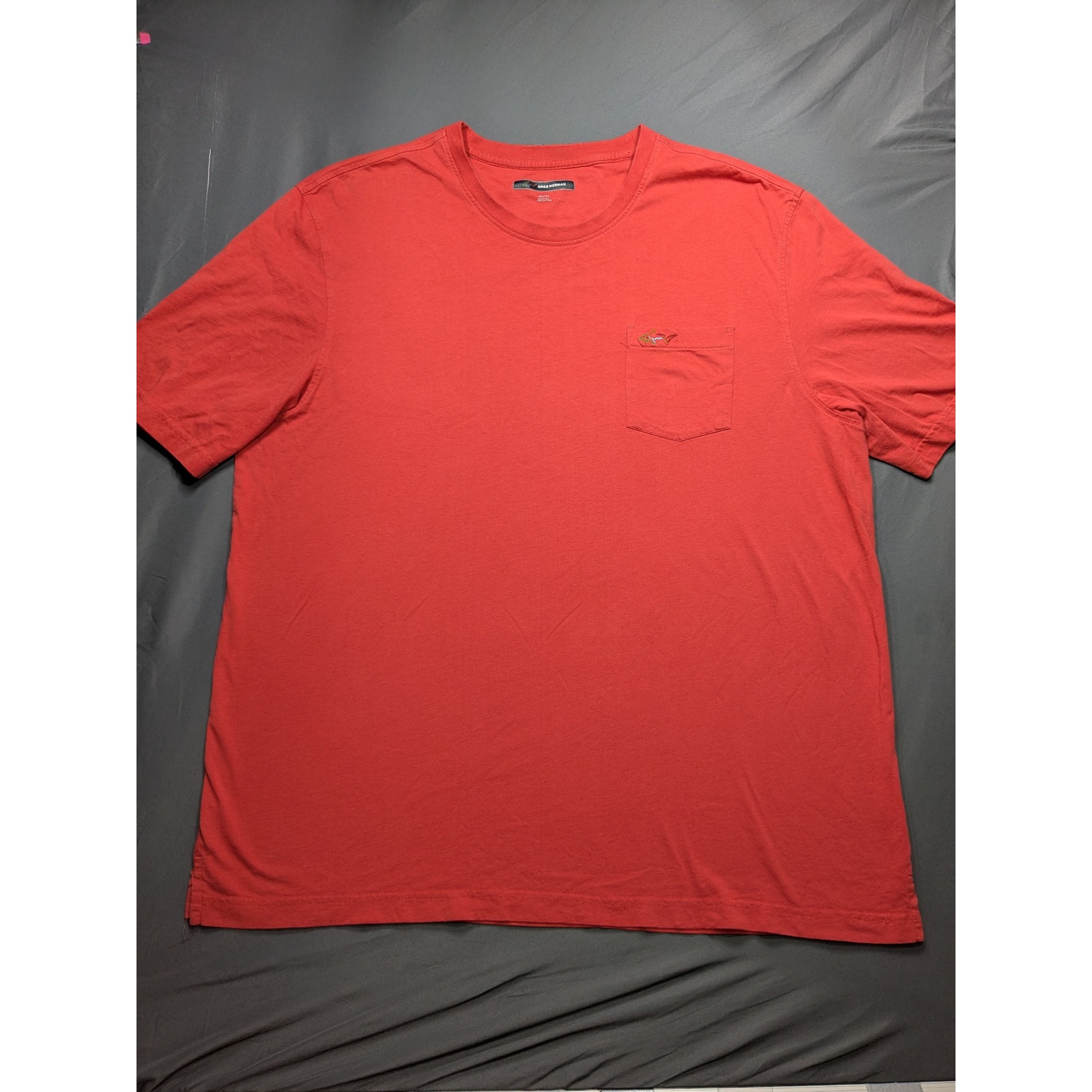 Greg Norman Mens Xxl Red Pocket T-Shirt Short Sleeve Shark Logo Golf Tee